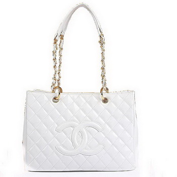 AAA Chanel Classic CC Shopping Bag A35899 White Patent Golden Hardware Knockoff